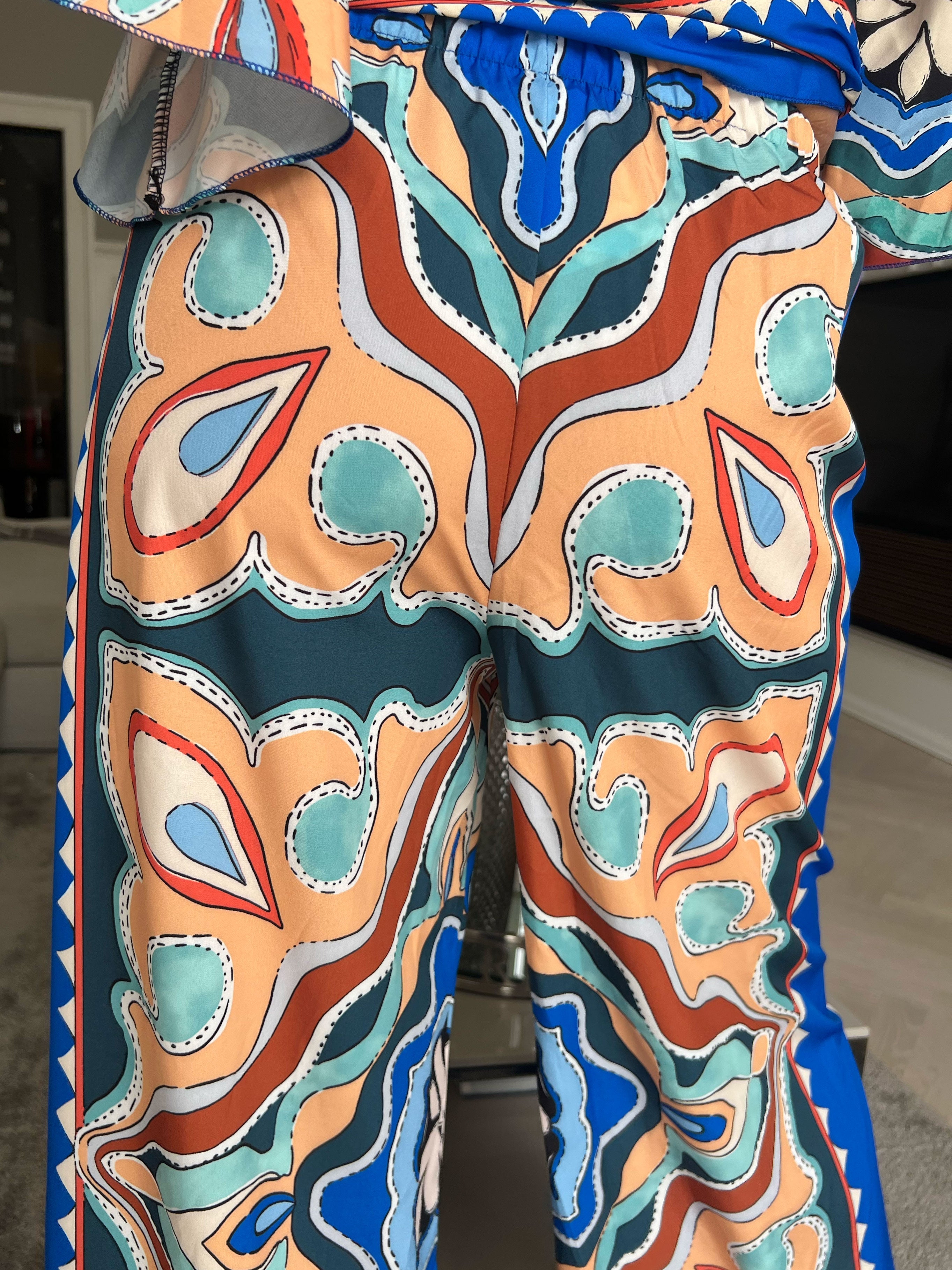 Yeva Pants - Mönstrade och lösa byxor i lätt tyg